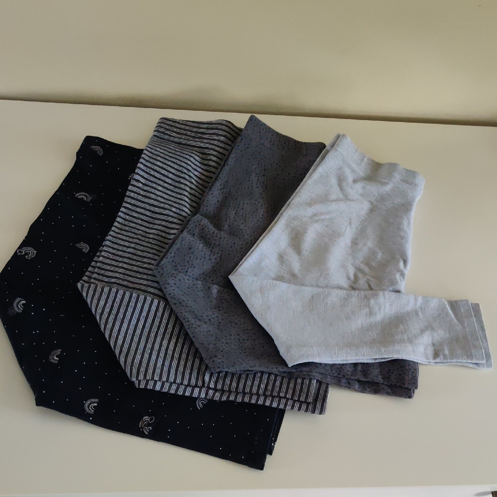Next - Lot of 4 Leggings Girls Black, Gray and Light Gray Bundle